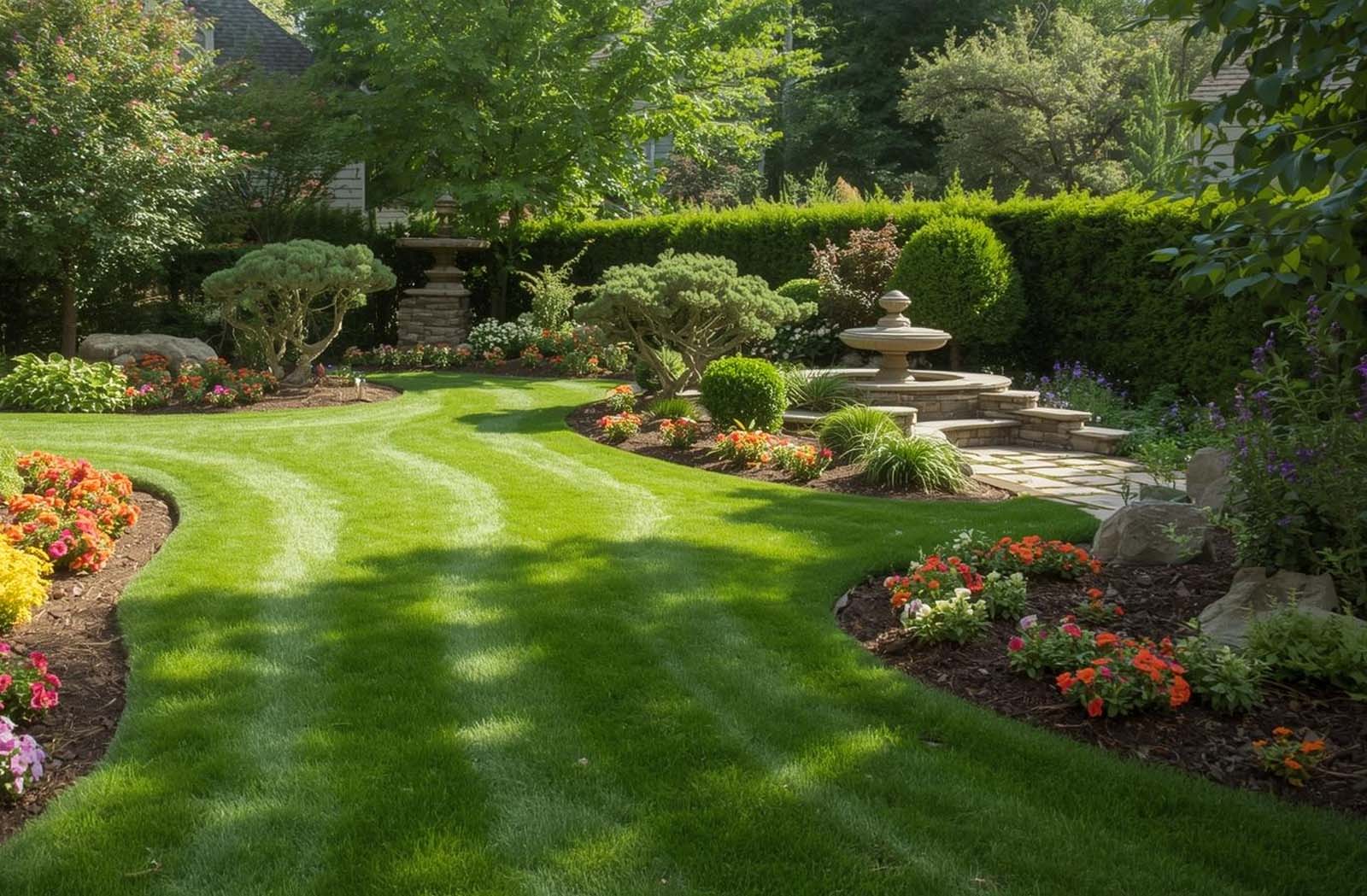 Finished plant installation and landscaped garden beds
